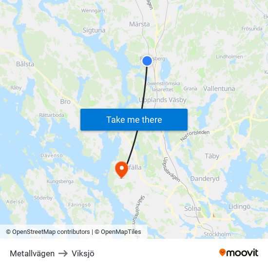 Metallvägen to Viksjö map