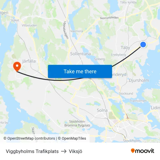 Viggbyholms Trafikplats to Viksjö map