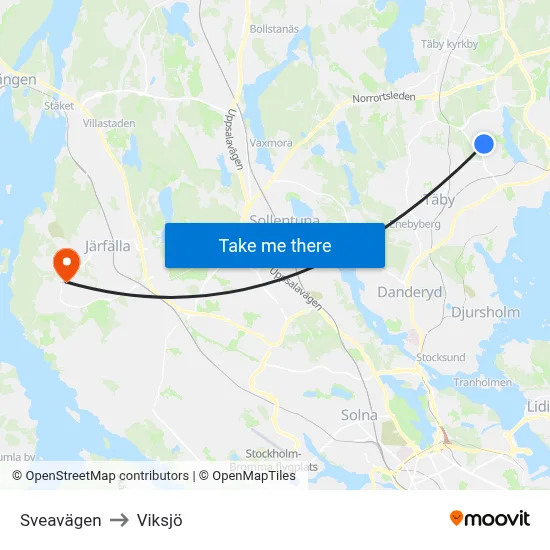 Sveavägen to Viksjö map