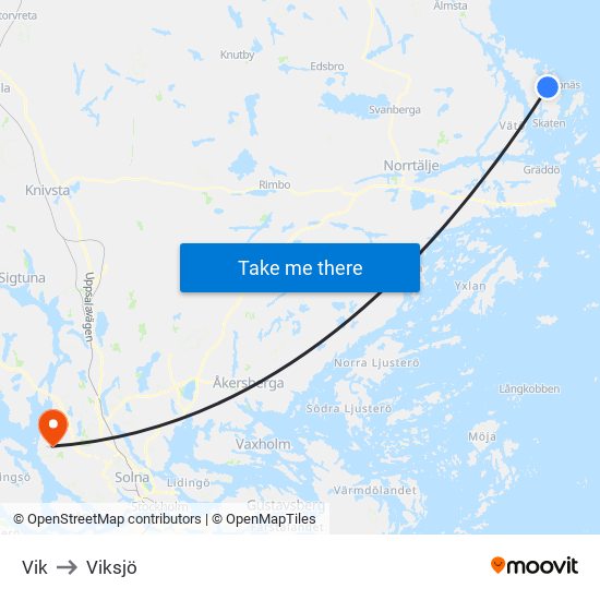 Vik to Viksjö map
