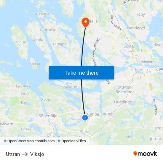 Uttran to Viksjö map