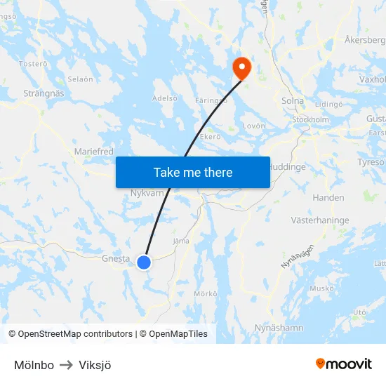 Mölnbo to Viksjö map