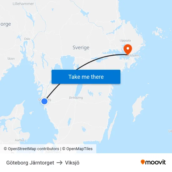 Göteborg Järntorget to Viksjö map