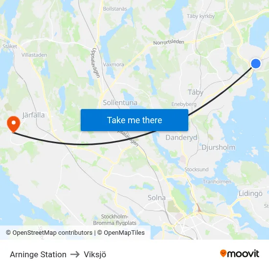 Arninge Station to Viksjö map