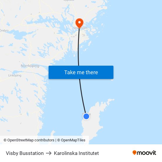 Visby Busstation to Karolinska Institutet map