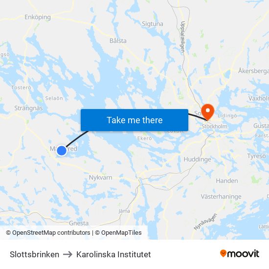 Slottsbrinken to Karolinska Institutet map