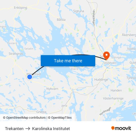 Trekanten to Karolinska Institutet map