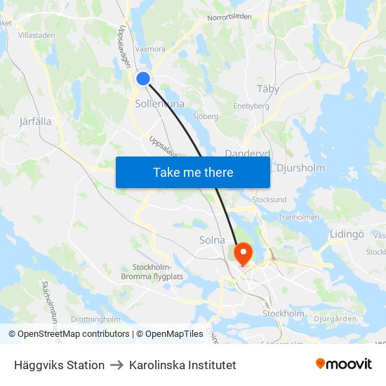 Häggviks Station to Karolinska Institutet map