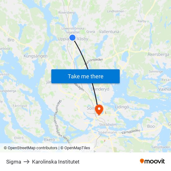 Sigma to Karolinska Institutet map