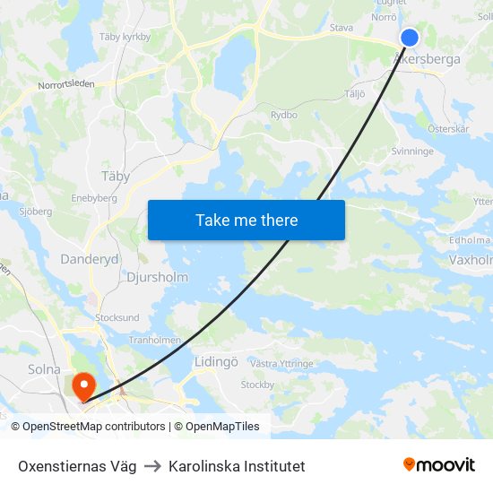 Oxenstiernas Väg to Karolinska Institutet map