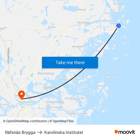 Räfsnäs Brygga to Karolinska Institutet map