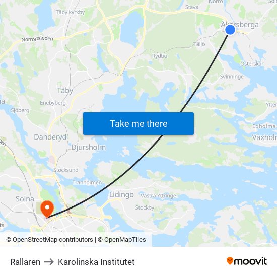 Rallaren to Karolinska Institutet map