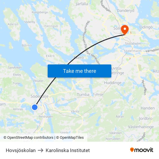 Hovsjöskolan to Karolinska Institutet map