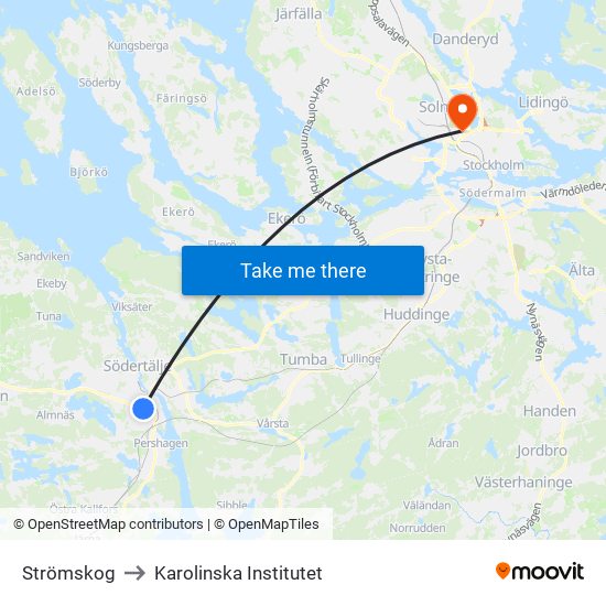 Strömskog to Karolinska Institutet map