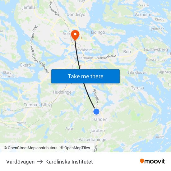 Vardövägen to Karolinska Institutet map