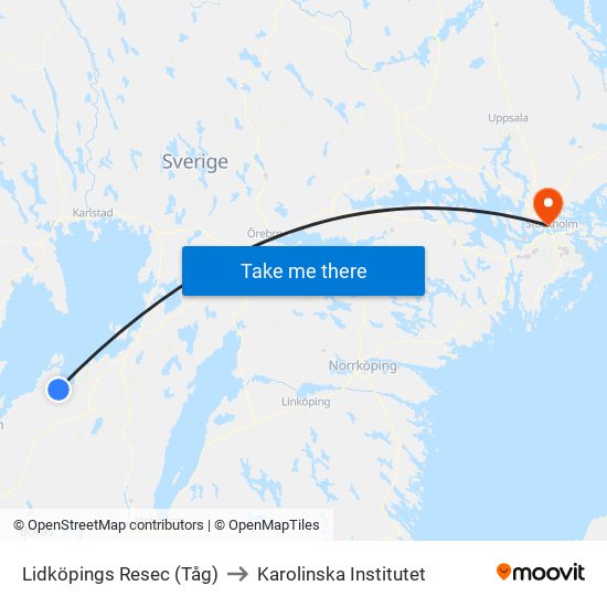 Lidköpings Resec (Tåg) to Karolinska Institutet map