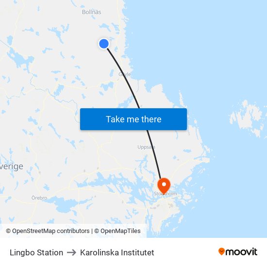 Lingbo Station to Karolinska Institutet map