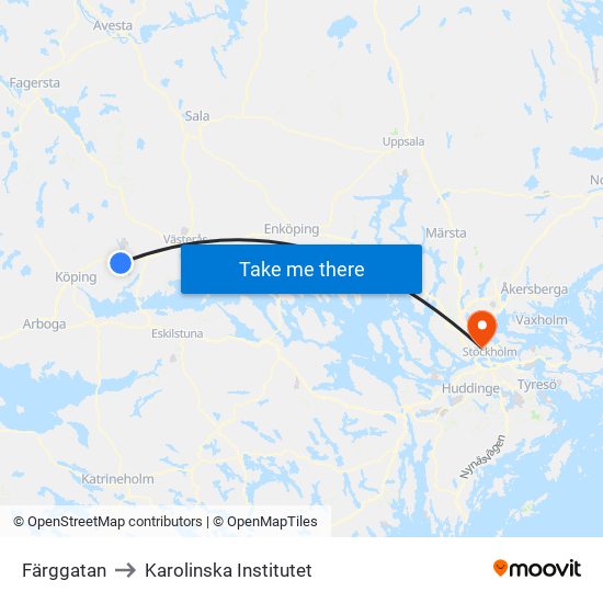 Färggatan to Karolinska Institutet map