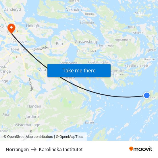 Norrängen to Karolinska Institutet map