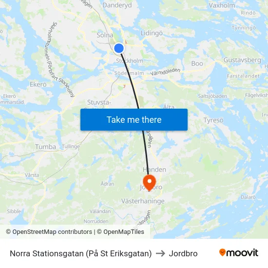 Norra Stationsgatan (På St Eriksgatan) to Jordbro map