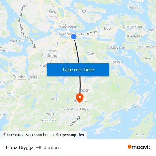 Luma Brygga to Jordbro map