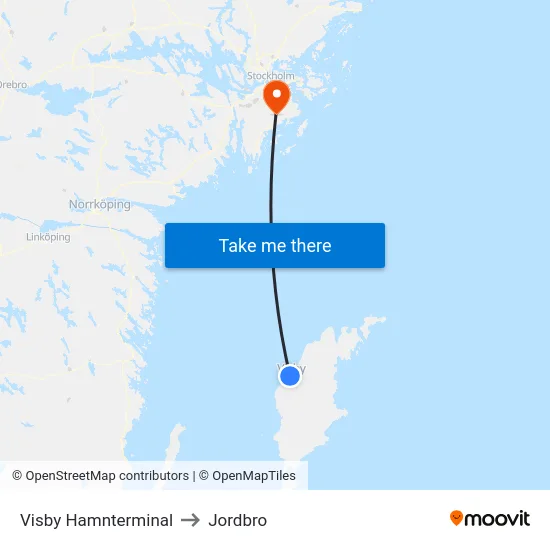 Visby Hamnterminal to Jordbro map