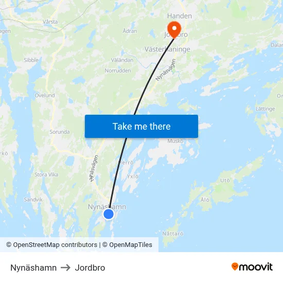 Nynäshamn to Jordbro map