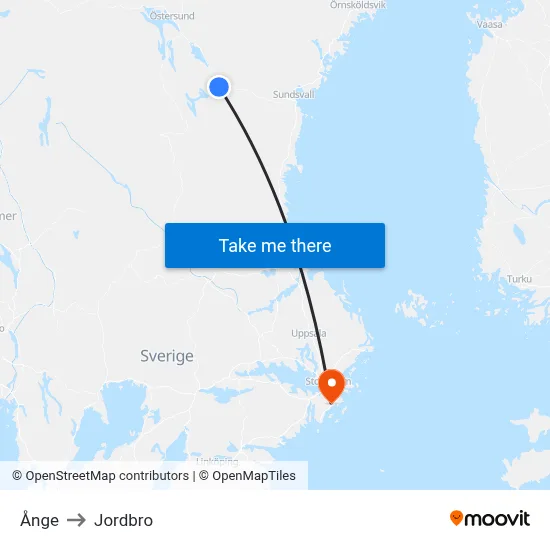 Ånge to Jordbro map
