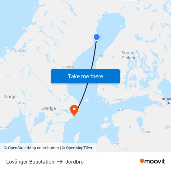 Lövånger Busstation to Jordbro map