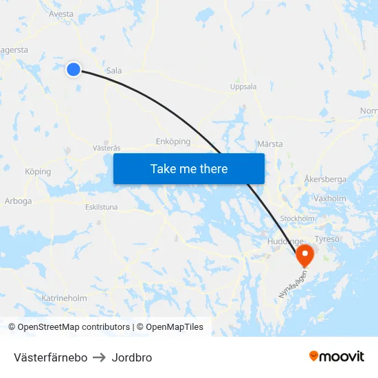 Västerfärnebo to Jordbro map