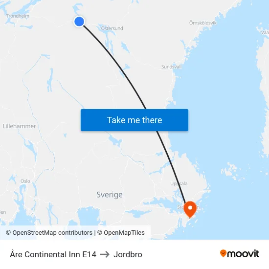 Åre Continental Inn E14 to Jordbro map