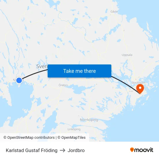 Karlstad Gustaf Fröding to Jordbro map