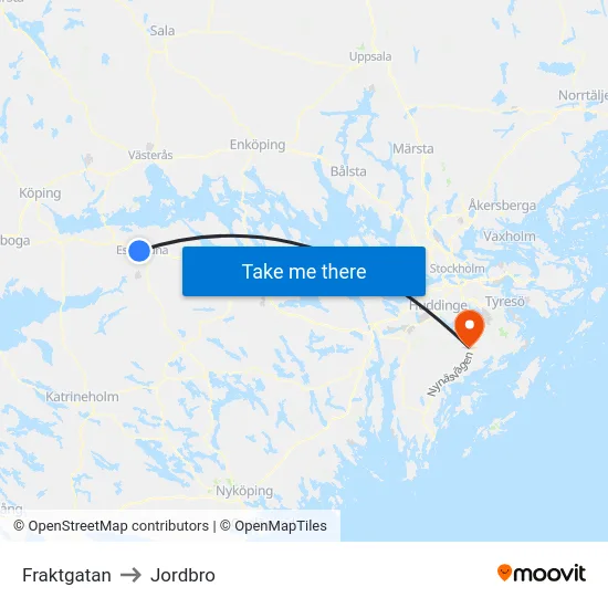 Fraktgatan to Jordbro map