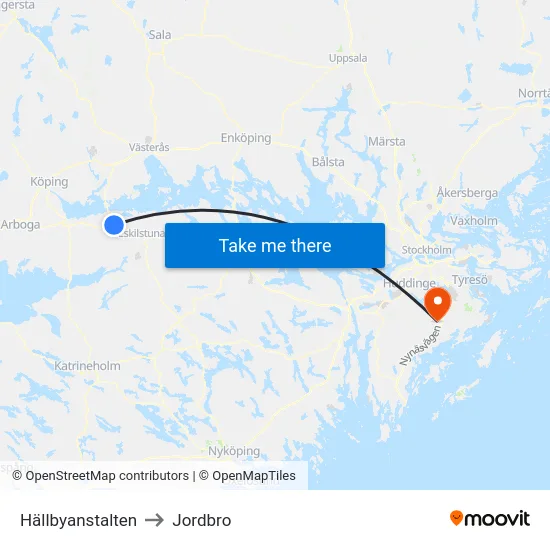 Hällbyanstalten to Jordbro map