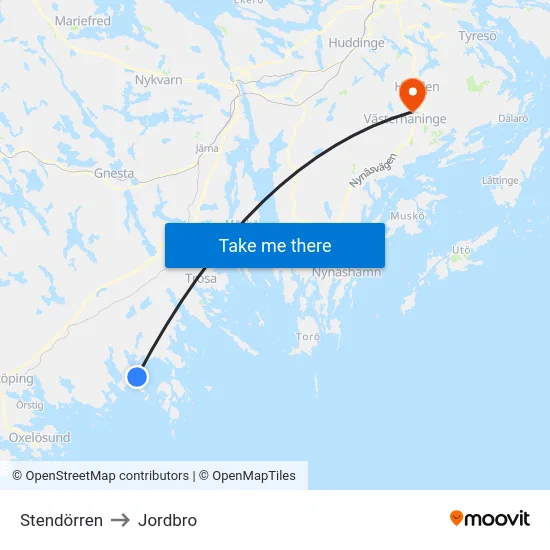 Stendörren to Jordbro map