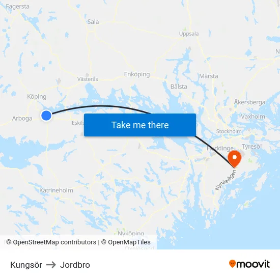 Kungsör to Jordbro map
