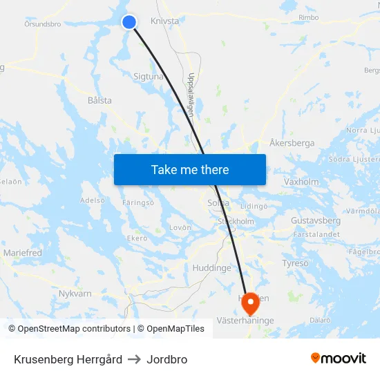 Krusenberg Herrgård to Jordbro map