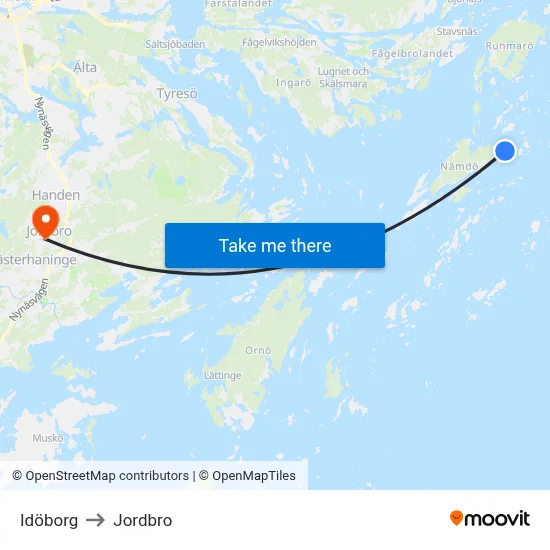 Idöborg to Jordbro map
