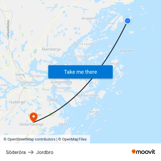 Söderöra to Jordbro map