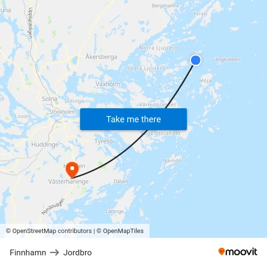 Finnhamn to Jordbro map