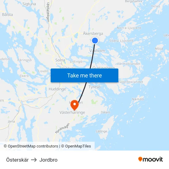 Österskär to Jordbro map