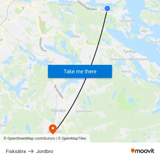 Fisksätra to Jordbro map