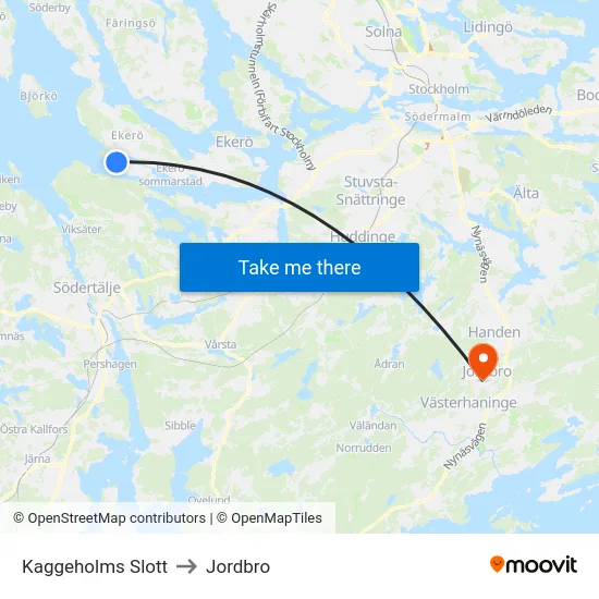 Kaggeholms Slott to Jordbro map