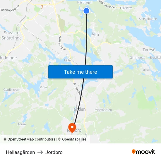 Hellasgården to Jordbro map