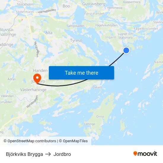 Björkviks Brygga to Jordbro map
