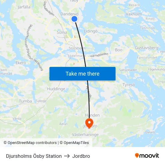 Djursholms Ösby Station to Jordbro map