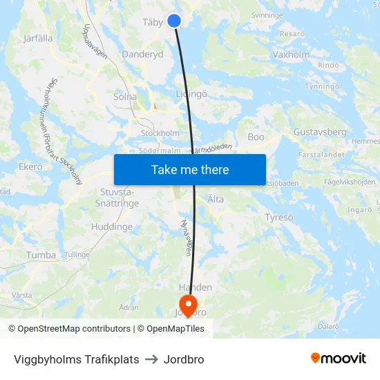 Viggbyholms Trafikplats to Jordbro map