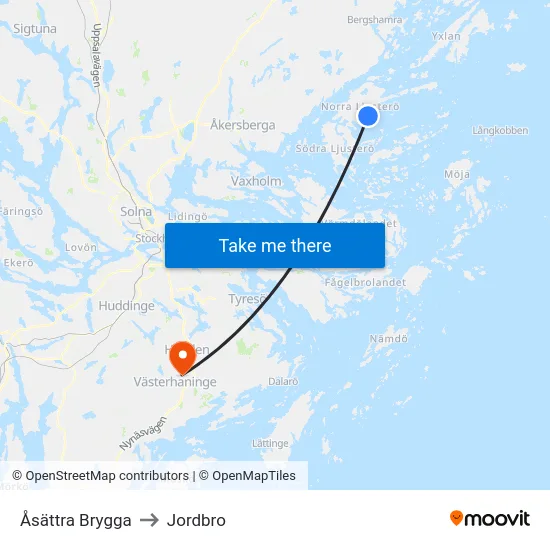 Åsättra Brygga to Jordbro map