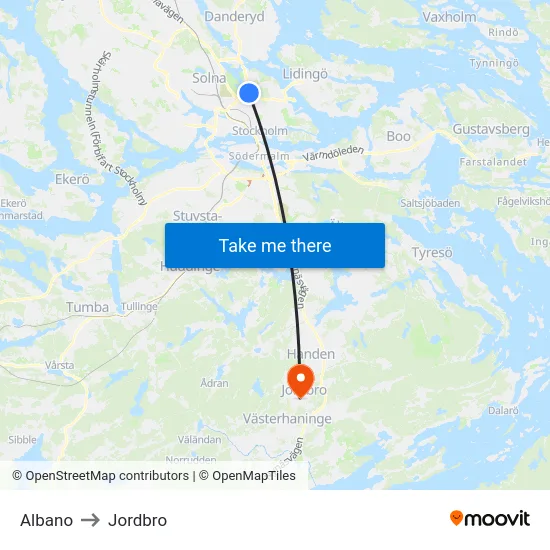 Albano to Jordbro map