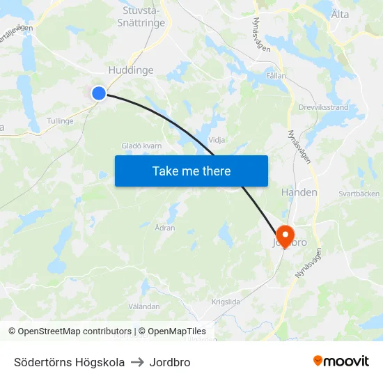 Södertörns Högskola to Jordbro map